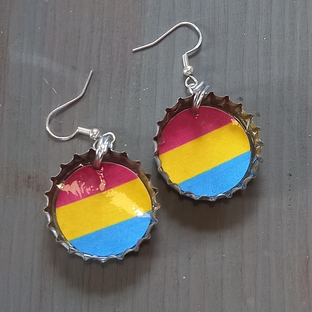 Pansexual Bottle Cap Earrings 