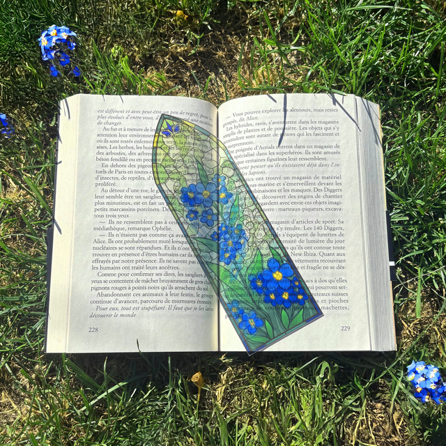 Marque-page: Vitrail Myosotis