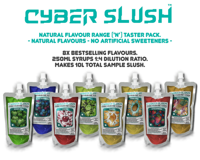 CyberSlush Sample Pack 8 Flavours - Natural Flavour / Natural Sweetness - 8x0.25L