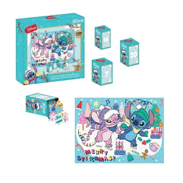 Diakakis imports Disney Stitch &amp; Angel Advent Calendar Puzzle 1000 Pieces