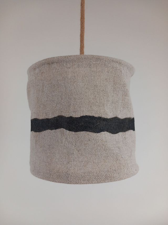 Abat-jour en chanvre peint à la main- suspension baladeuse diamètre 20 cm