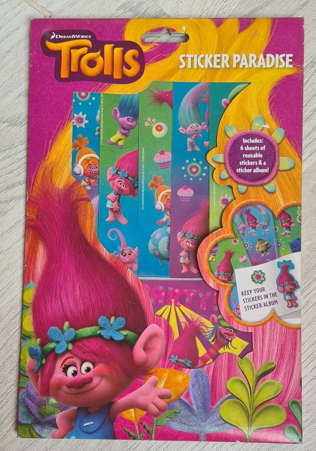 Dreamworks Trolls Sticker Paradise reuseable stickers album cut out