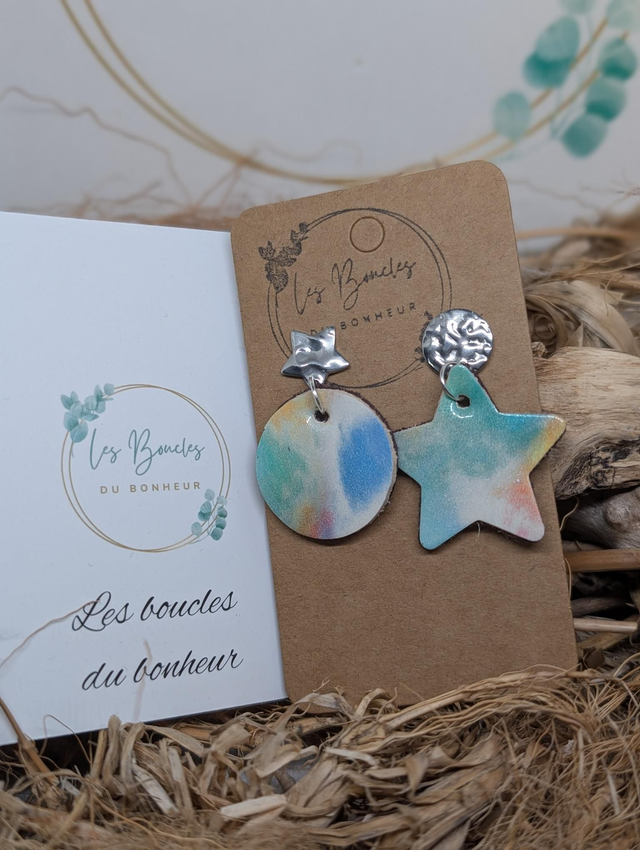 Boucles d'oreilles Asymétrique pastel zk012