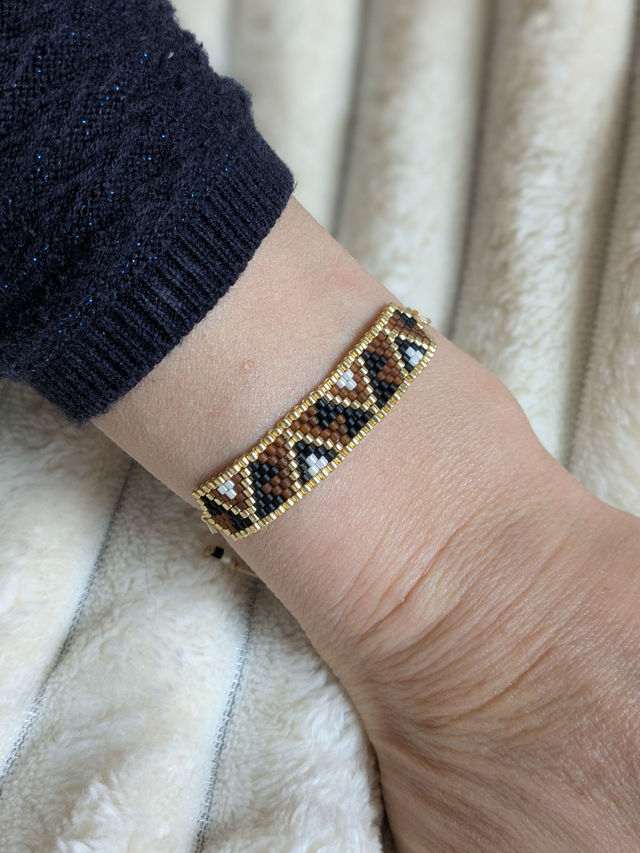 Bracelet cordon mini manchette géométrie 