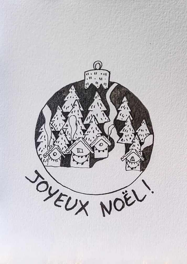 Le Village d’hiver – Carte de Noël illustrée