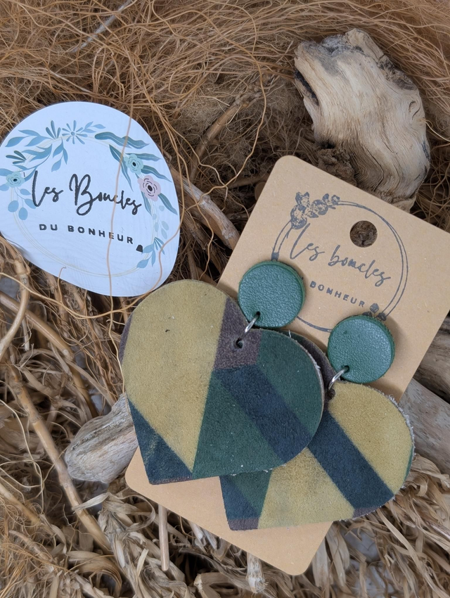 Boucles d&#039;oreilles Coeur ❤️  vert c2000