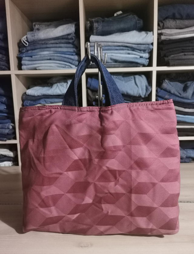 Sac cartable revisité #136 - Porté main et tissus contrastés