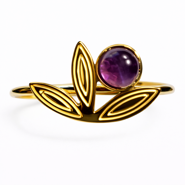 Bague fine en acier inoxydable doré