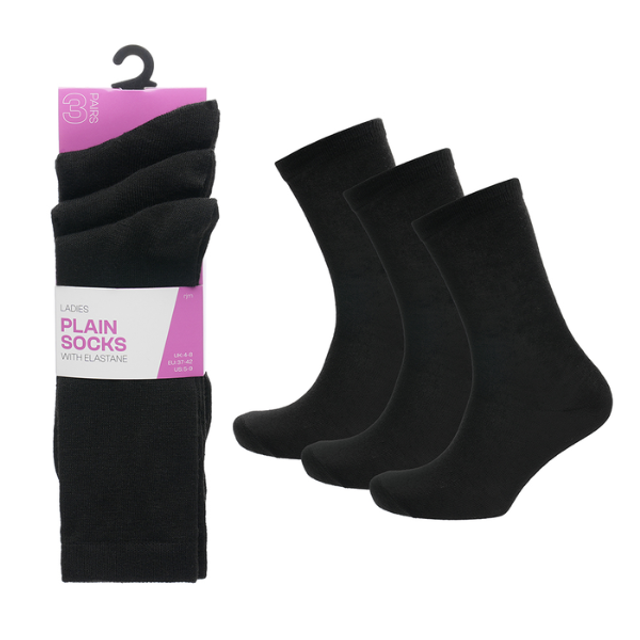 Ladies 3 Pack Black Socks - £2.49 a pack