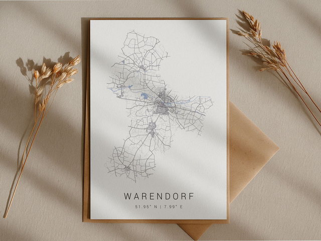 Warendorf Stadtgrenze Stadtkarte | Druck | Postkarte