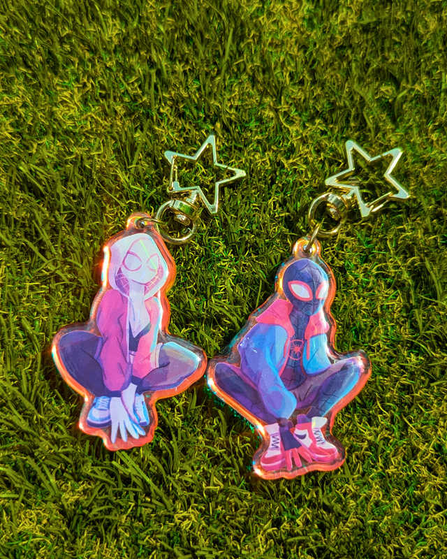RAINBOW ACRYLIC CHARMS - Spiderman Across the Spiderverse - Miles and Gwen
