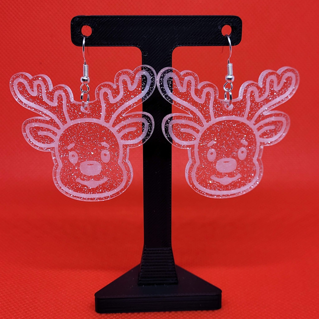 Glitter rendier oorbellen