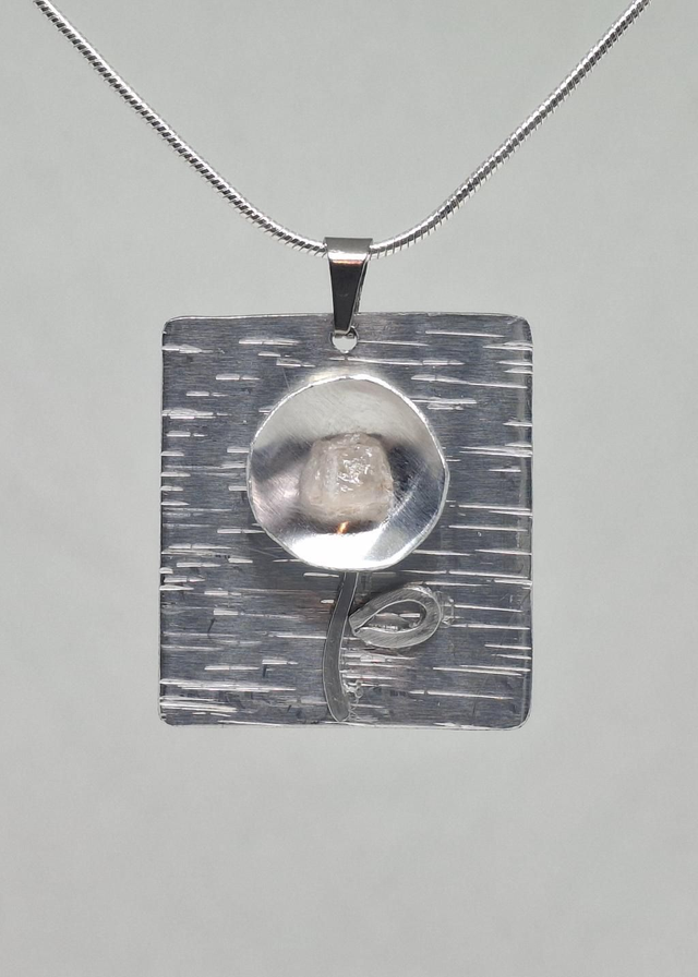 Flower Pendant with Pink Quartz