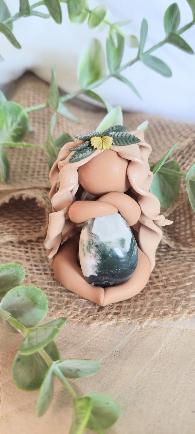 🌼 Gardienne des Arbres Ancestraux – Agate Arbre &amp; Couronne Sylvestre 🍃