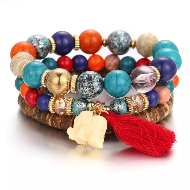 Olifant armbandenset kleurrijk | kralen armband