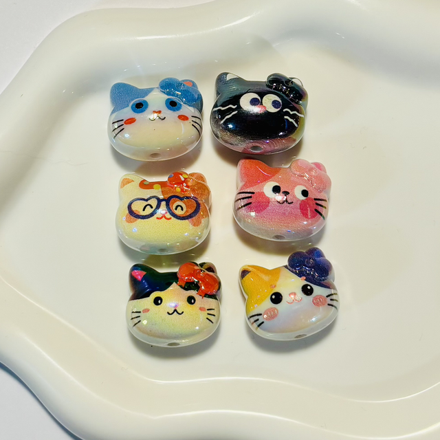 Lovey cat beads set of 6 all different designs