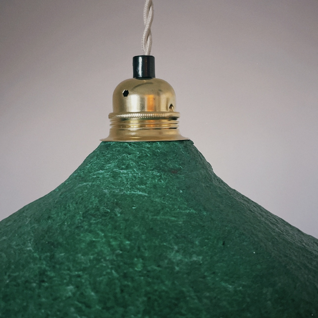 Abat jour suspension papier mâché London verte foncé