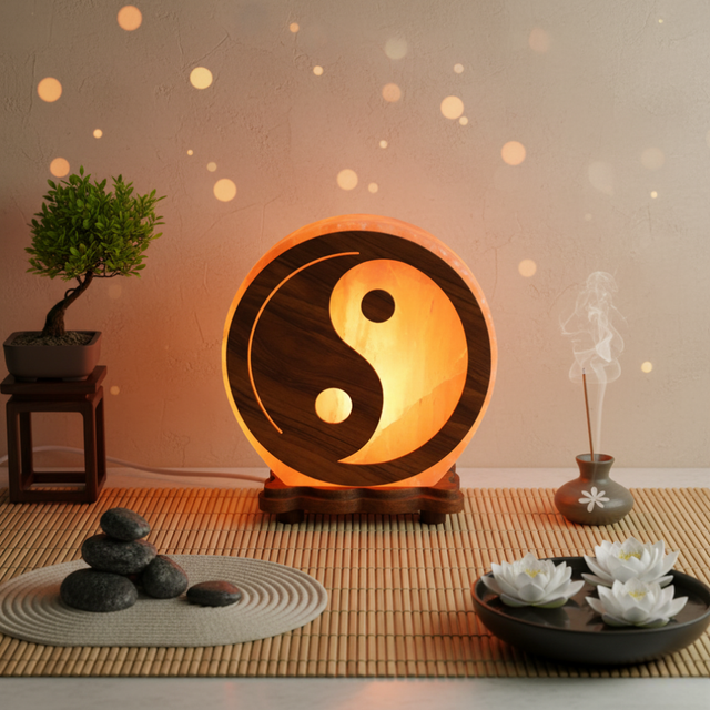 Lampe de Sel d&#039;Himalaya rose à frame - Yin-Yang