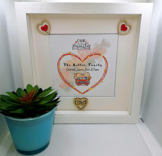 Personalised Family frame. Beautiful family keepsake.