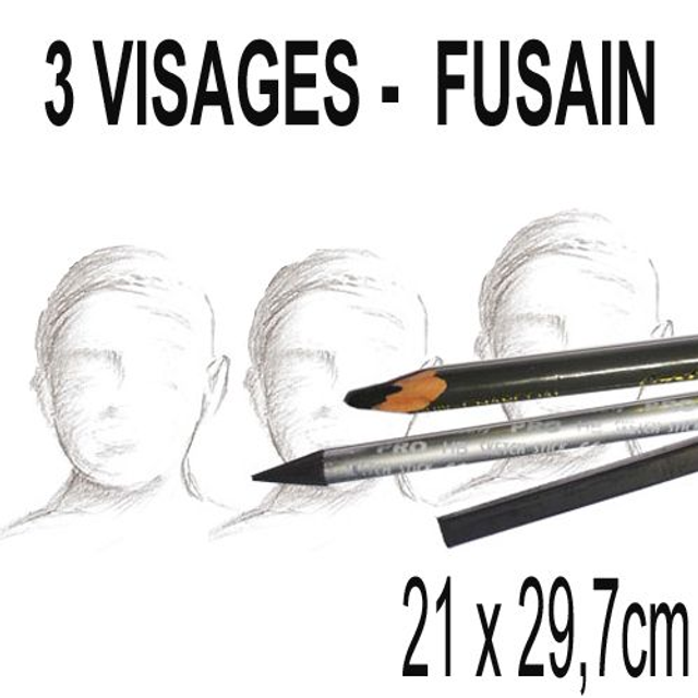 3 visages fusain- 21x30cm - 150€