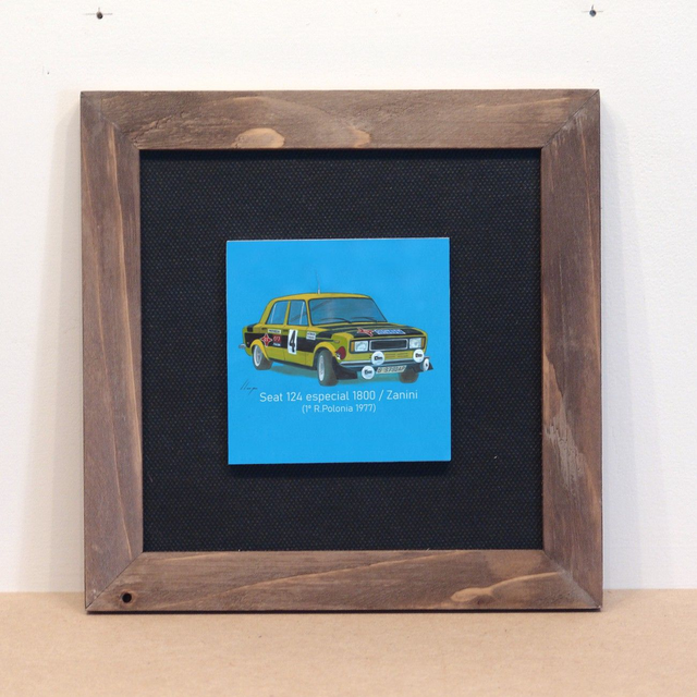 Artimotor enmarcado 21x21 - 1977 Seat 124 especial 1800 - Antonio Zanini