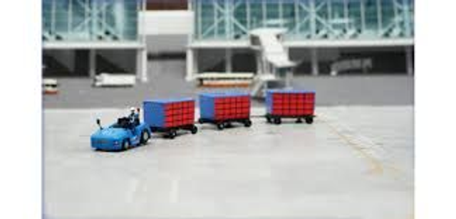 1/200 Airport Cargo Cart Set blau/rot
