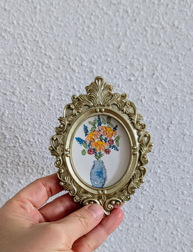 Mini cadre doré - Illustration Aquarelle - Lili