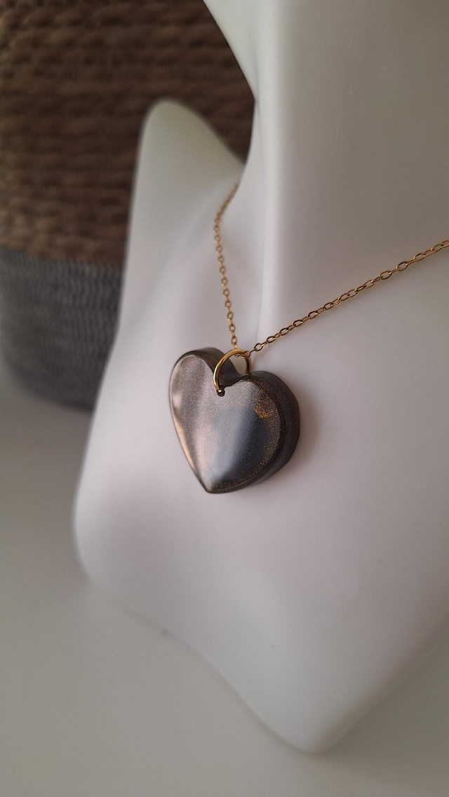 Collier cœur marron/dorée 