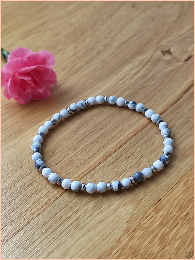 Bracelet 4mm - Howlite  blanche