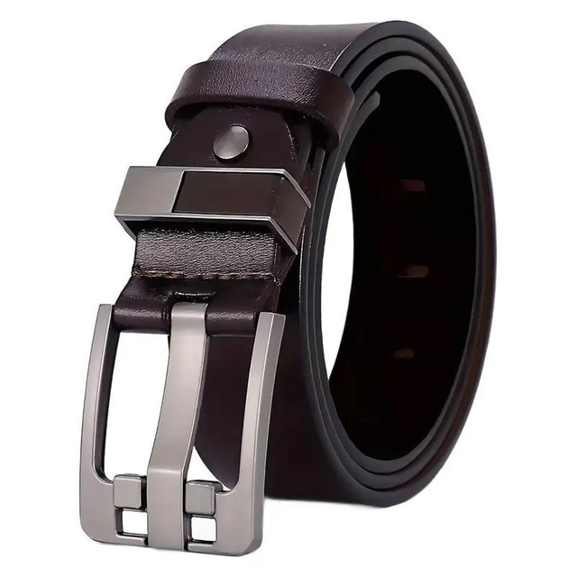 Ceinture style vintage décontractée pour hommes boucle carrée couleur café 130cm 