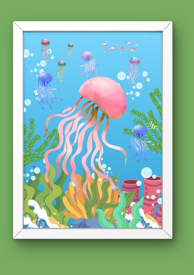 Giant Jellyfish - Under the Sea Art Print unframed 