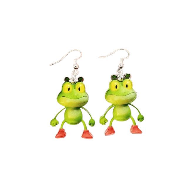 Boucles d'oreilles 2D grenouille chaussures rouges