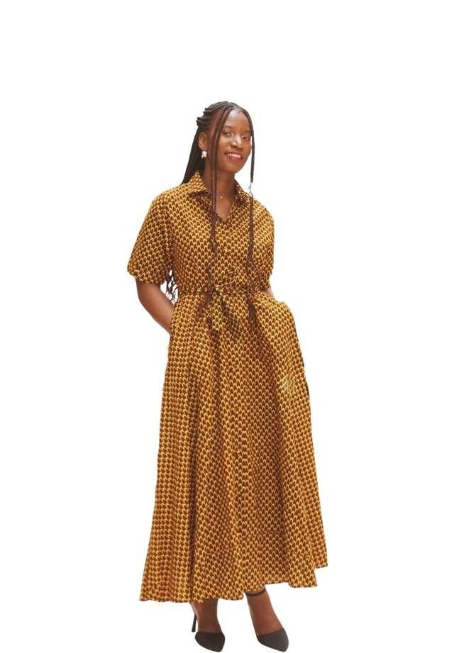 Robe longue en wax "Écaille"