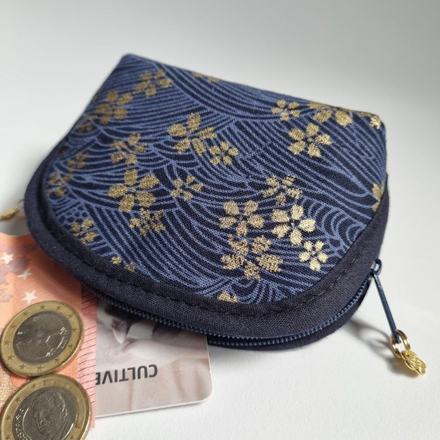 Porte-monnaie arrondi "Sakura" bleu marine