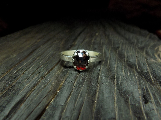 NOCTURNE- Bague Argent&amp;Grenat Almandin