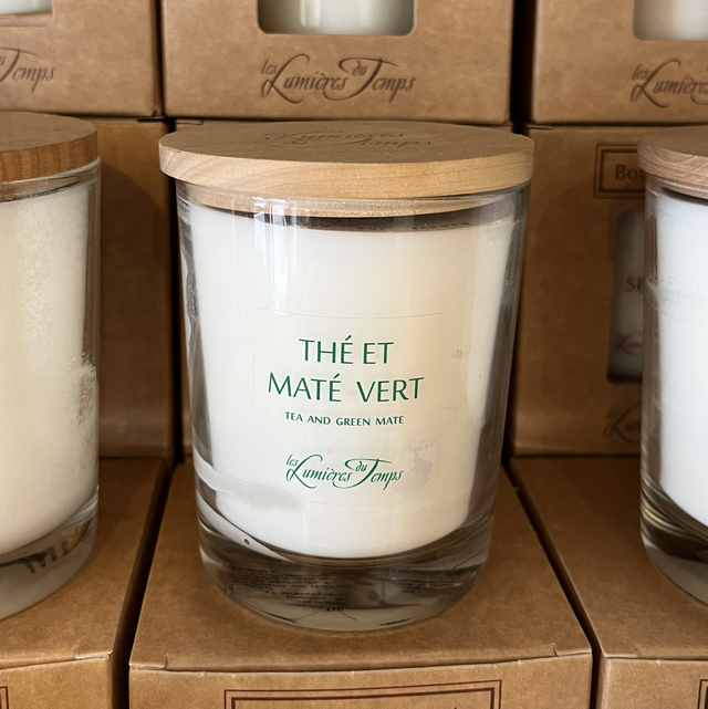 Bougie parfumée artisanale 180gr – Cires végétales &amp; Parfums de Grasse | Thé et maté vert