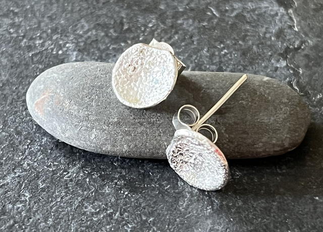 Echo Textures: Recycled Sterling Silver Sawdust Stud Earrings