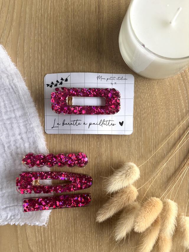 La barette à paillettes - Fuchsia 
