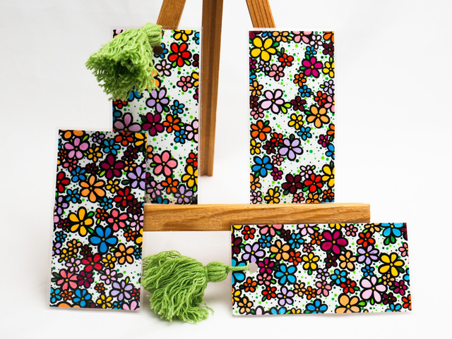 Kolorowe KWIATY zakładka do książki, uroczy prezent dla czytelnika