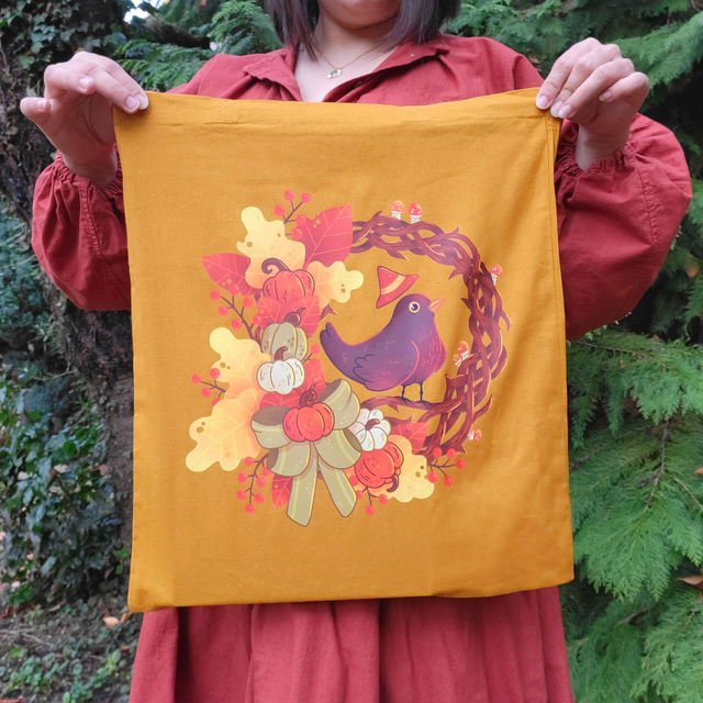 tote bag Merle d'automne