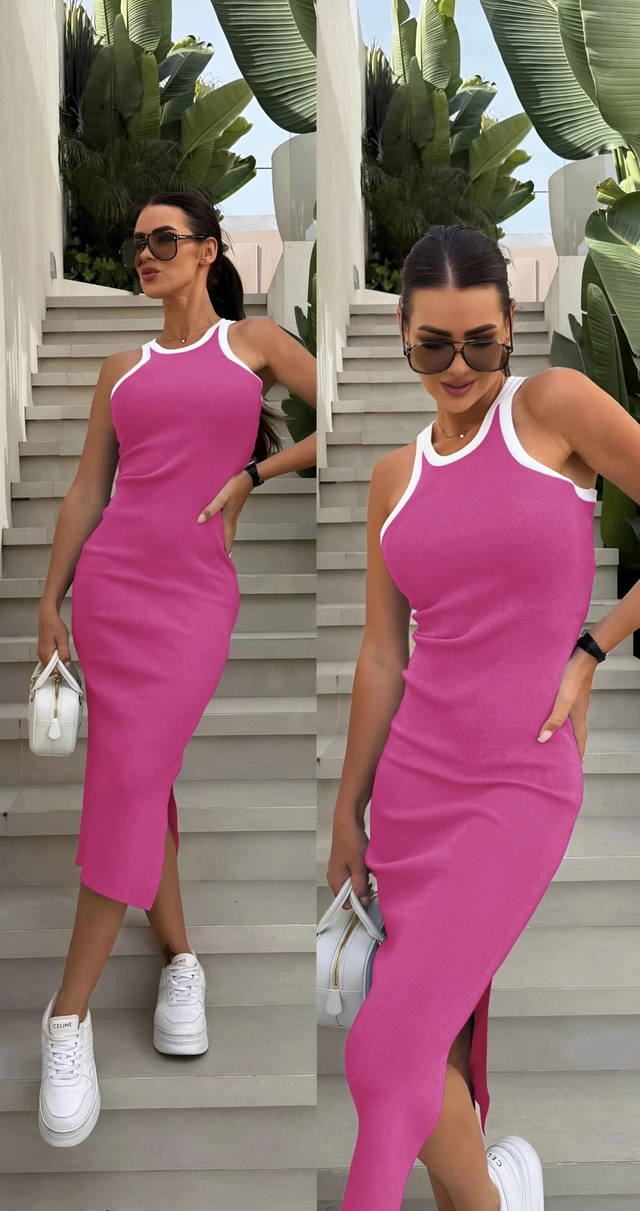Robe moulante fuchsia