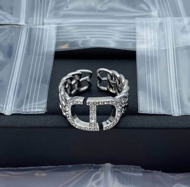 Bague CD argent avec strass