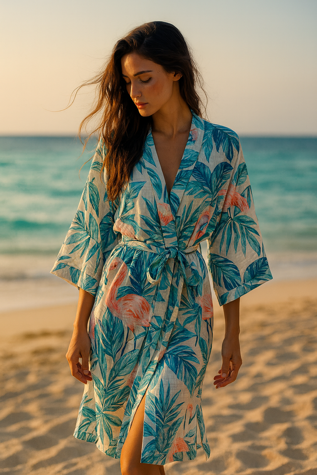 Kimono Flamant Tropical - 100cm