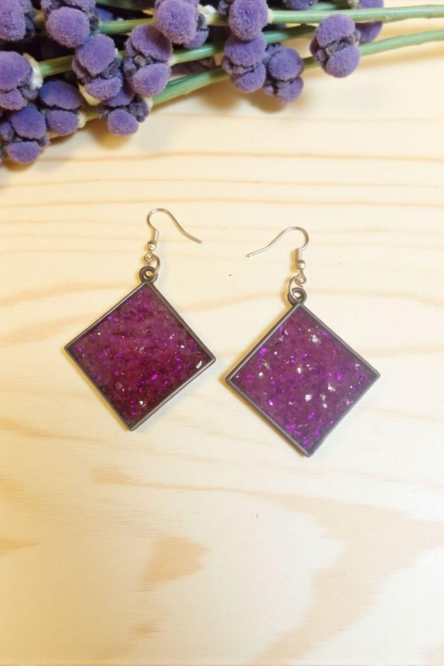 Boucles d'oreilles en résine uv acier inoxydable 