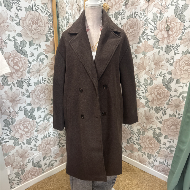 Manteau long chocolat-8869