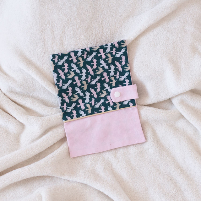 Protège Carnet de Santé Rose pâle / Oiseaux