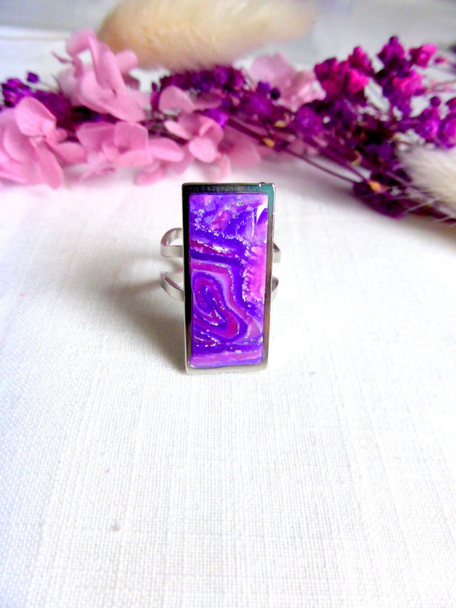 Bague rectangulaire - Eclat de lavande