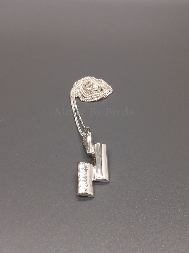 Hammered & Smooth Sterling Silver Pendant Necklace