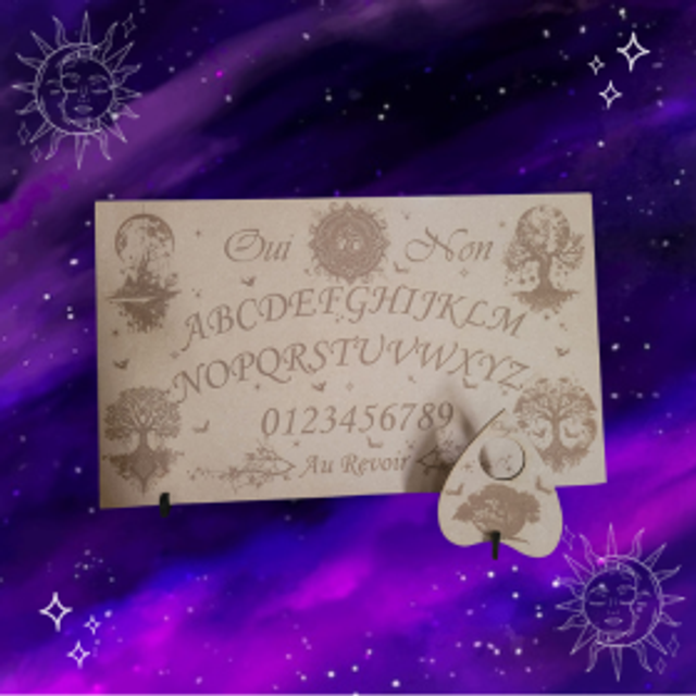 Ouija arbre de vie MDF +goutte +supports modèle expo