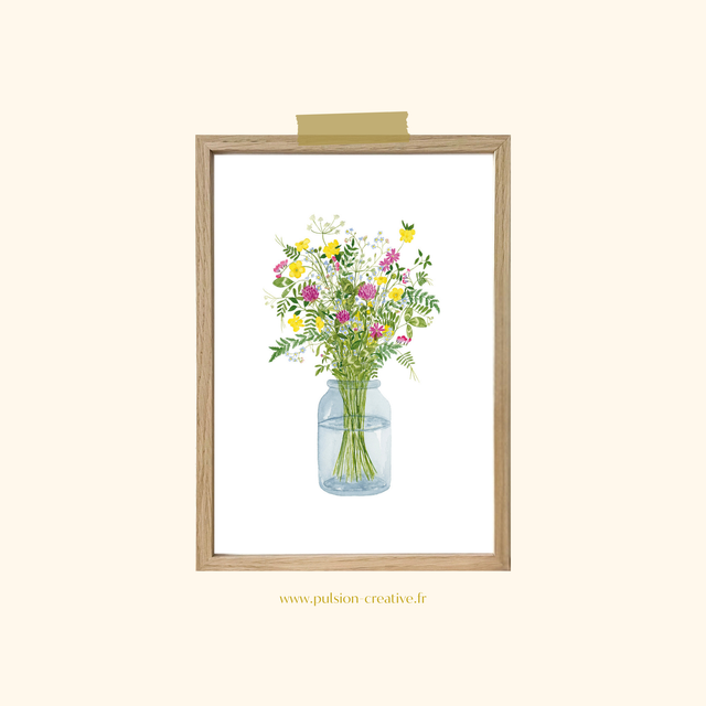 Affiche aquarelle A4 - Bouquet RETOUR DE BALADE